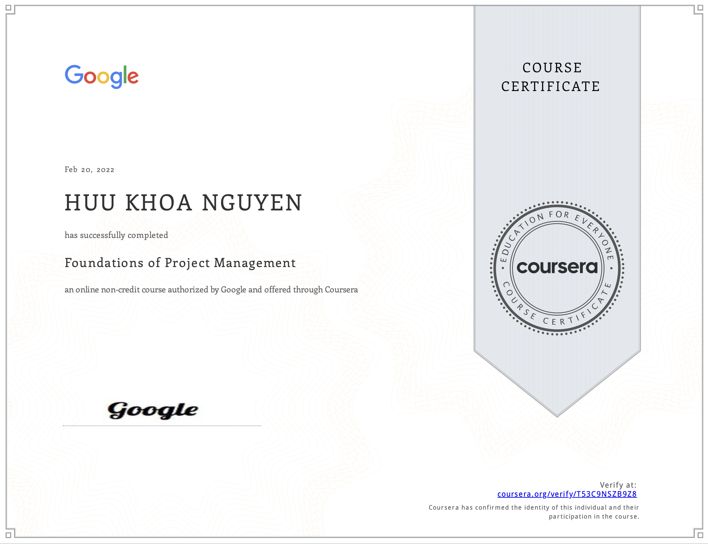 Google certificate